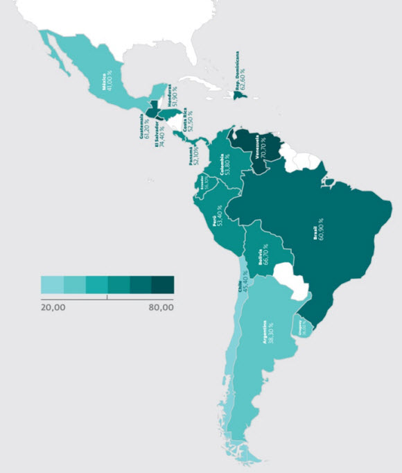 Porcentaje por país de empresas afectadas por malware en Latinoamérica (Ilustración: ESET)