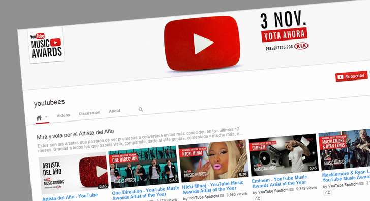 YouTube anuncia las nominaciones y abre la votación para los YouTube Music Awards