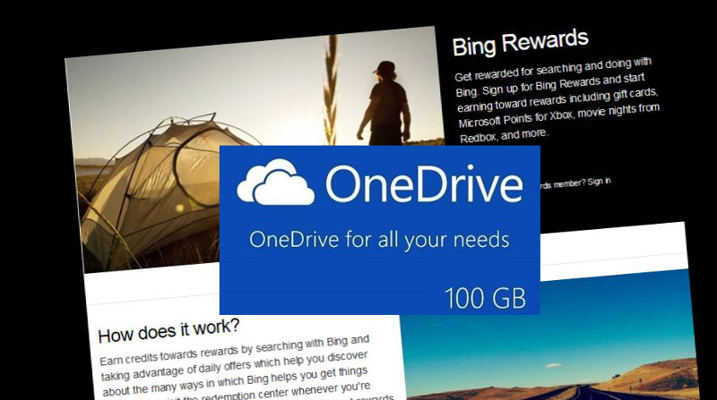 Microsoft ofrece 100 GB de espacio en OneDrive a usuarios del buscador Bing