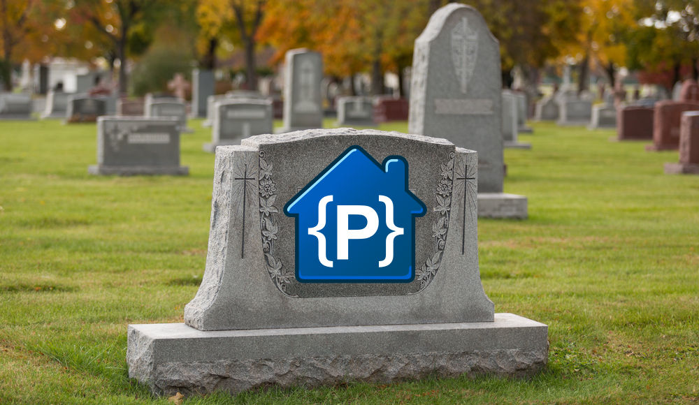 Lápida sobre tumba en cementerio con logotipo de Google Code