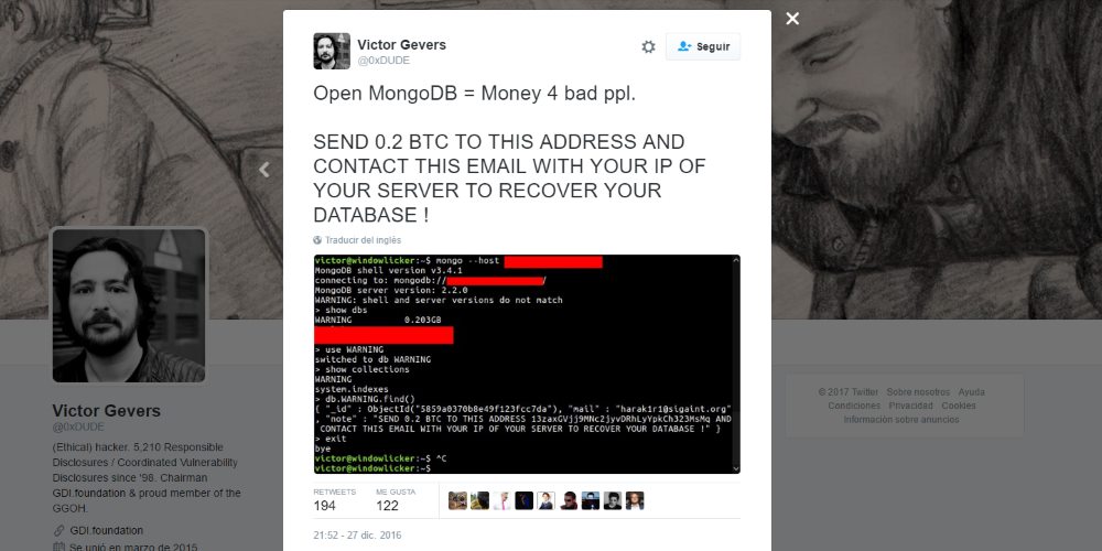 Victor Gevers sobre MongoDB